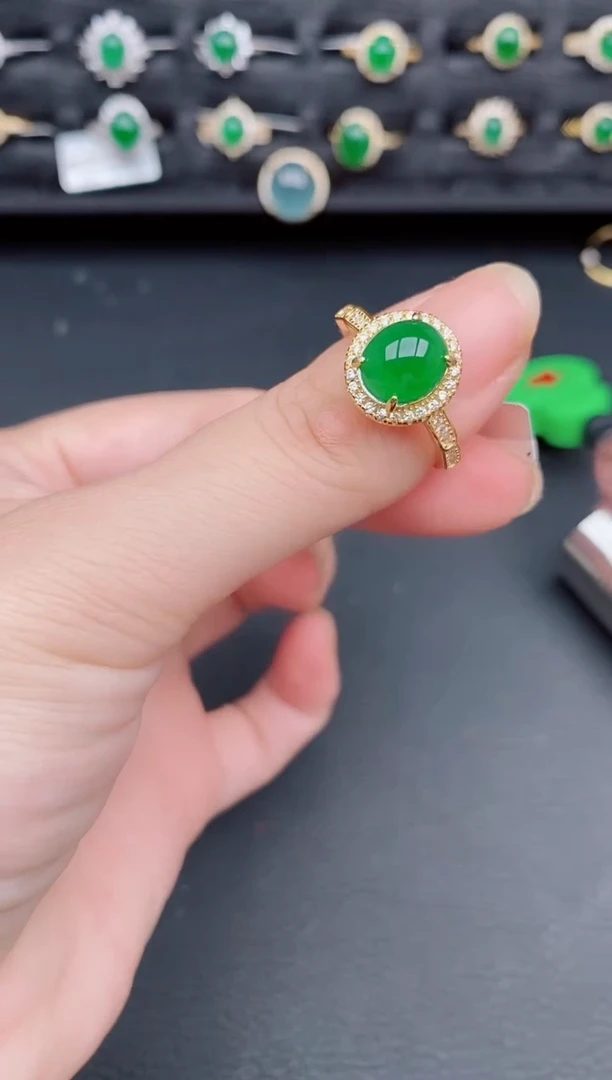 银S925镶嵌戒指翡翠天然a货翡翠202