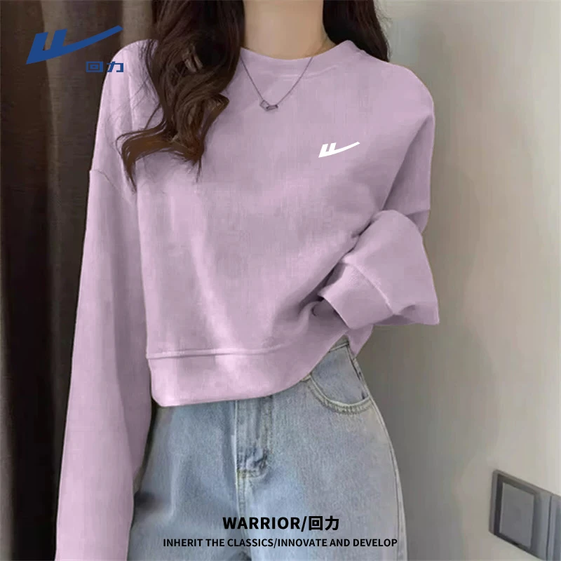 【回力】极简风运动风慵懒2025新款短款圆领卫衣女学生百搭女装长袖