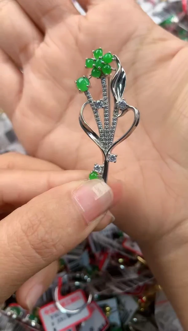 银S925镶嵌戒指翡翠1111----8