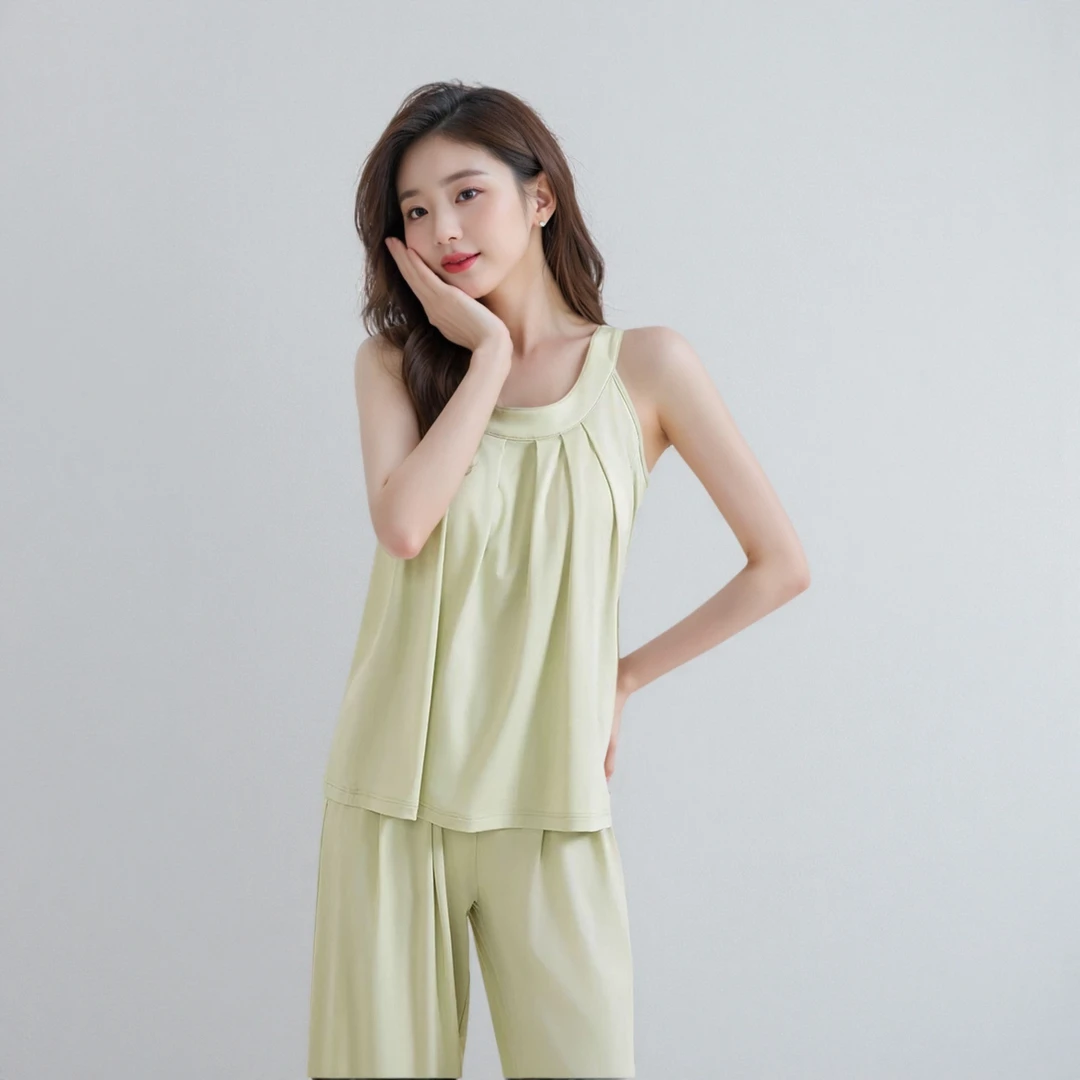 【三色套装】带胸垫 | 夏季睡衣女莫代尔棉凉感清新显瘦可外穿套装