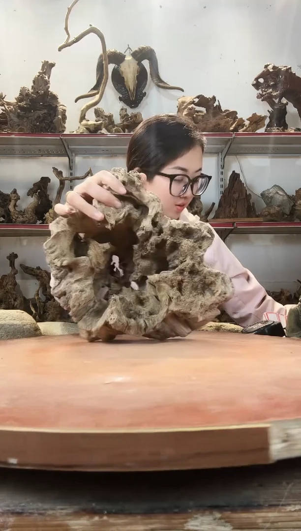 木刺*黄荆随型风化镂空底座摆件无漆无蜡