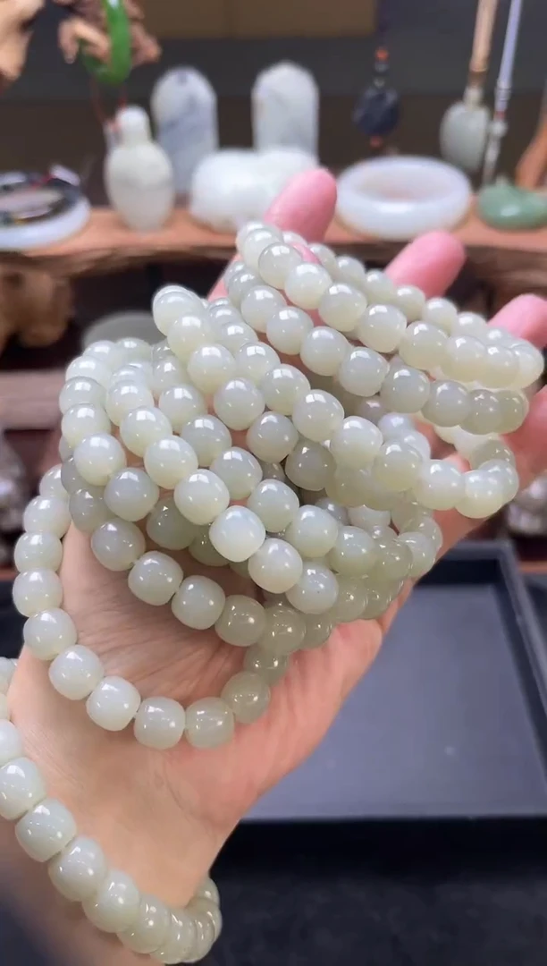 【闪购商品】和田玉手串未镶嵌卡10且末青白 老型 多样性发一