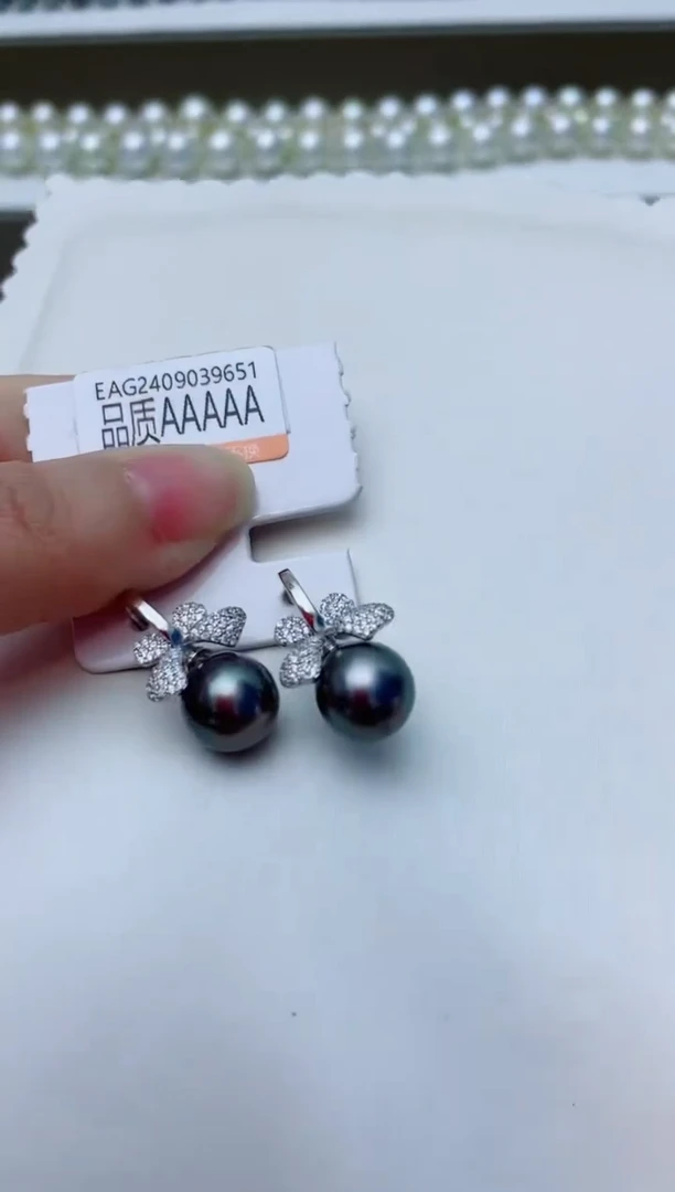 银S925镶嵌海水珍珠耳饰A83