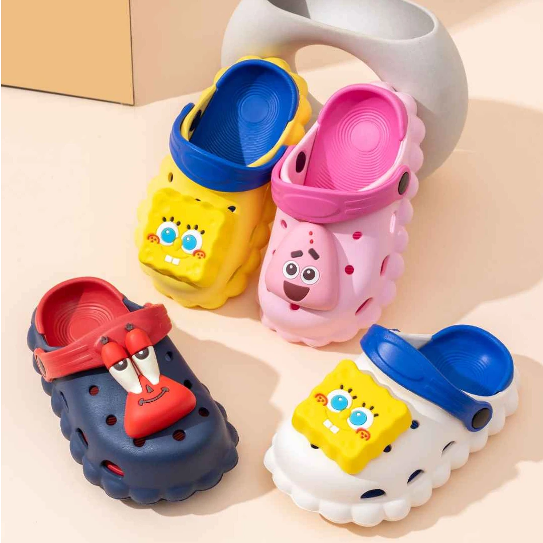 海绵宝宝夏季新款儿童洞洞鞋男童软底防滑凉拖鞋女孩卡通可爱凉鞋
