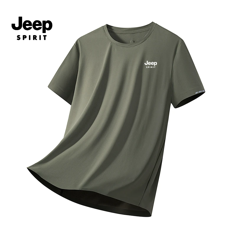 JEEPSPIRIT吉普夏季T恤速干透气冰丝薄款弹力透气情侣速干短袖
