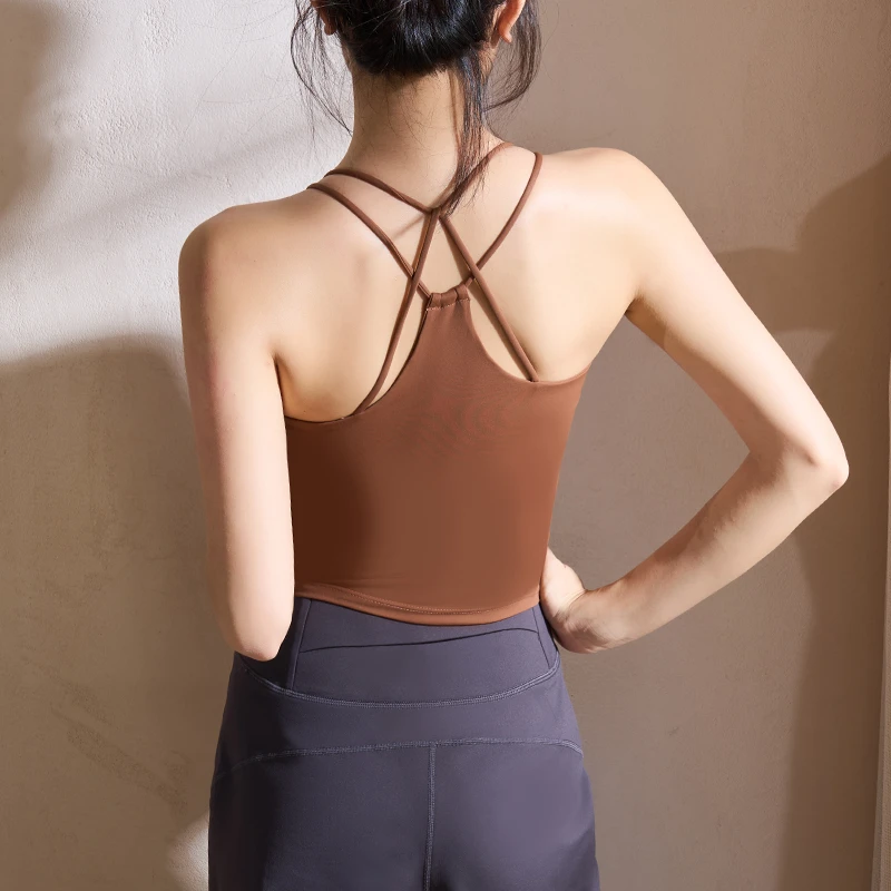 seven polyphylla细带美背瑜伽背心速干防震健身内衣运动训练文胸