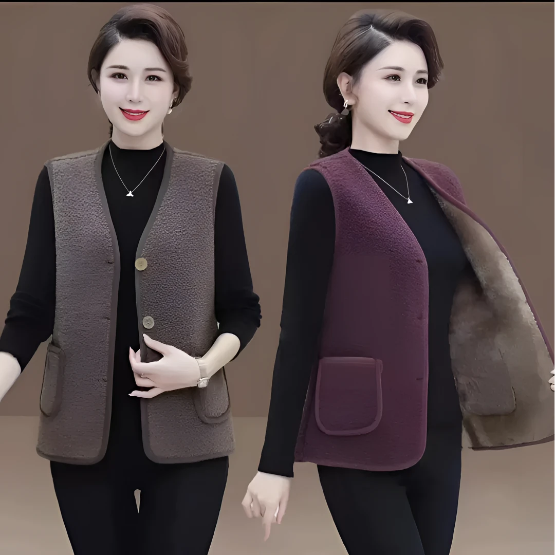 2025新款女士加绒保暖春秋仿羊羔绒马甲坎肩百搭秋冬时尚洋气