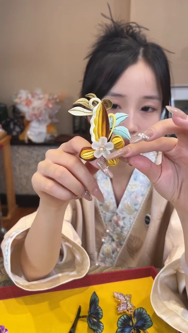 刺绣南瓜 非遗绒花（发饰）