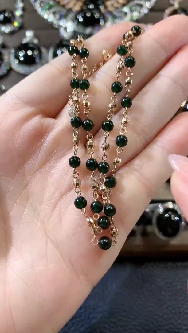 套链18K金镶嵌翡翠C24 多样性发货一件