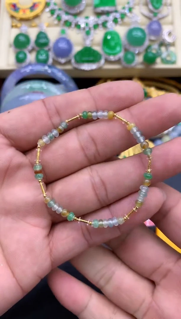 18K金镶嵌手链翡翠62-中国好珍宝