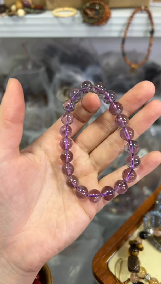 【闪购商品】水晶手链未镶嵌玻利维亚紫晶圆珠手串[3494]