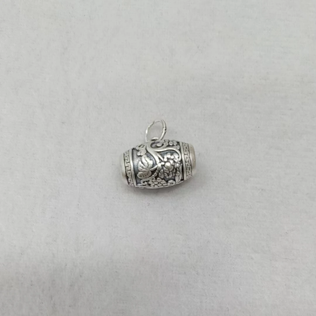 吊坠足银 0526-002花鼓小坠 新款时尚简约个性百搭设计款足银吊坠