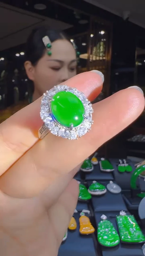 银S925镶嵌戒指翡翠101（多样性发其一）