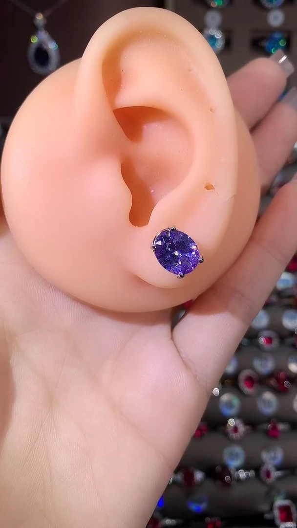 银S925镶嵌耳饰碧玺810银色