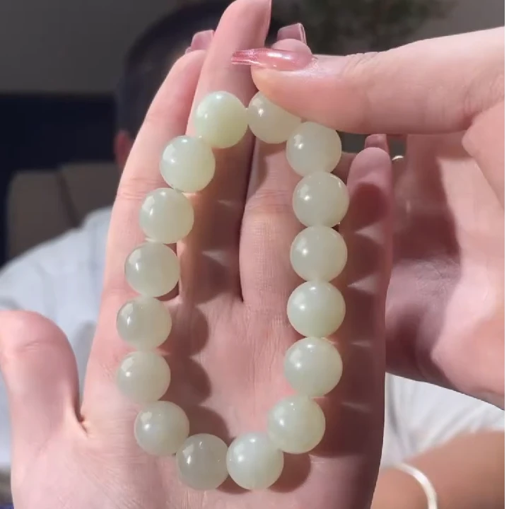 和田玉高青白手串13mm  KT24070807