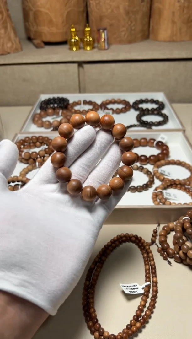 檀香木手串/手链老山檀香1.5横纹黑肉树结留疤