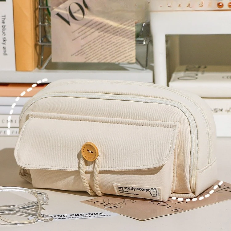 笔袋大容量ins风女孩初中小众文具盒多层便携简约铅笔手提文具袋