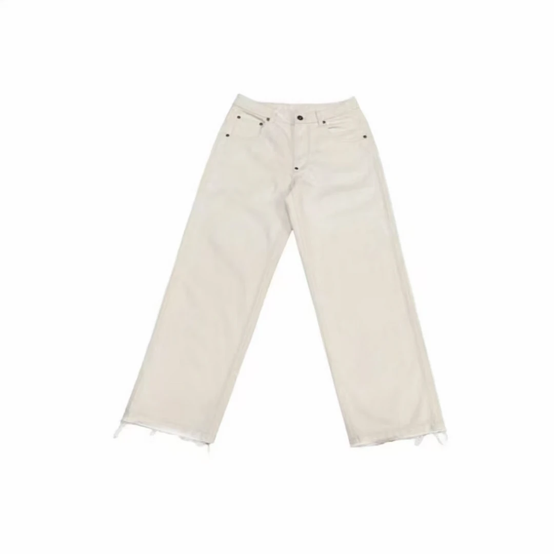 毛边白牛裤经典直筒休闲牛仔裤宽松白色5073裤子阔腿裤---2