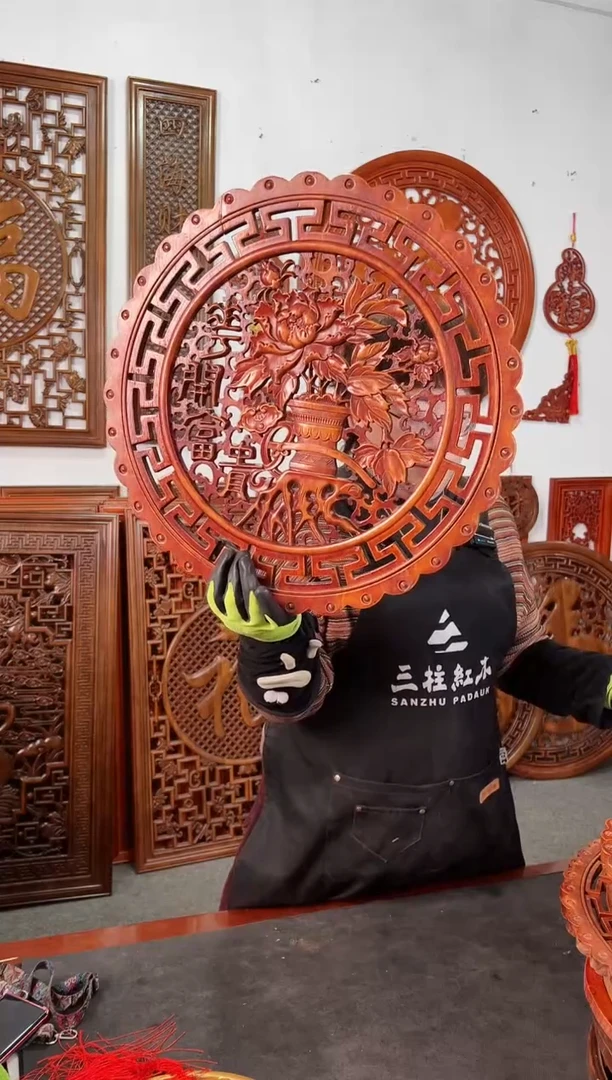 【闪购商品】香樟木木雕48公分  花开富贵 库存处理不退不换