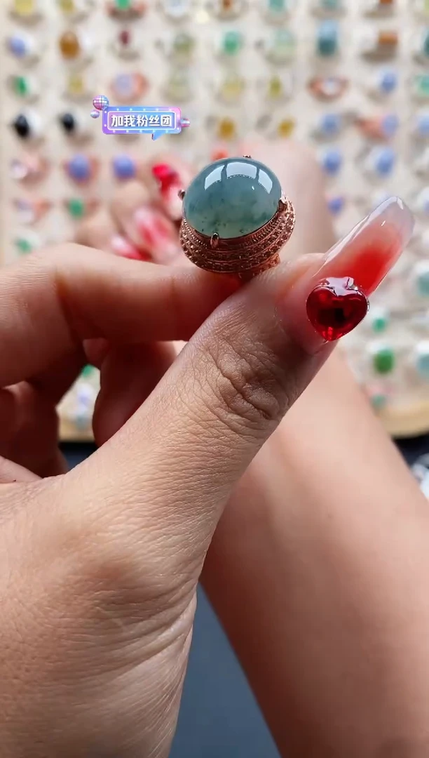 【闪购商品】翡翠戒指未镶嵌缅甸天然A货翡翠555 10+9