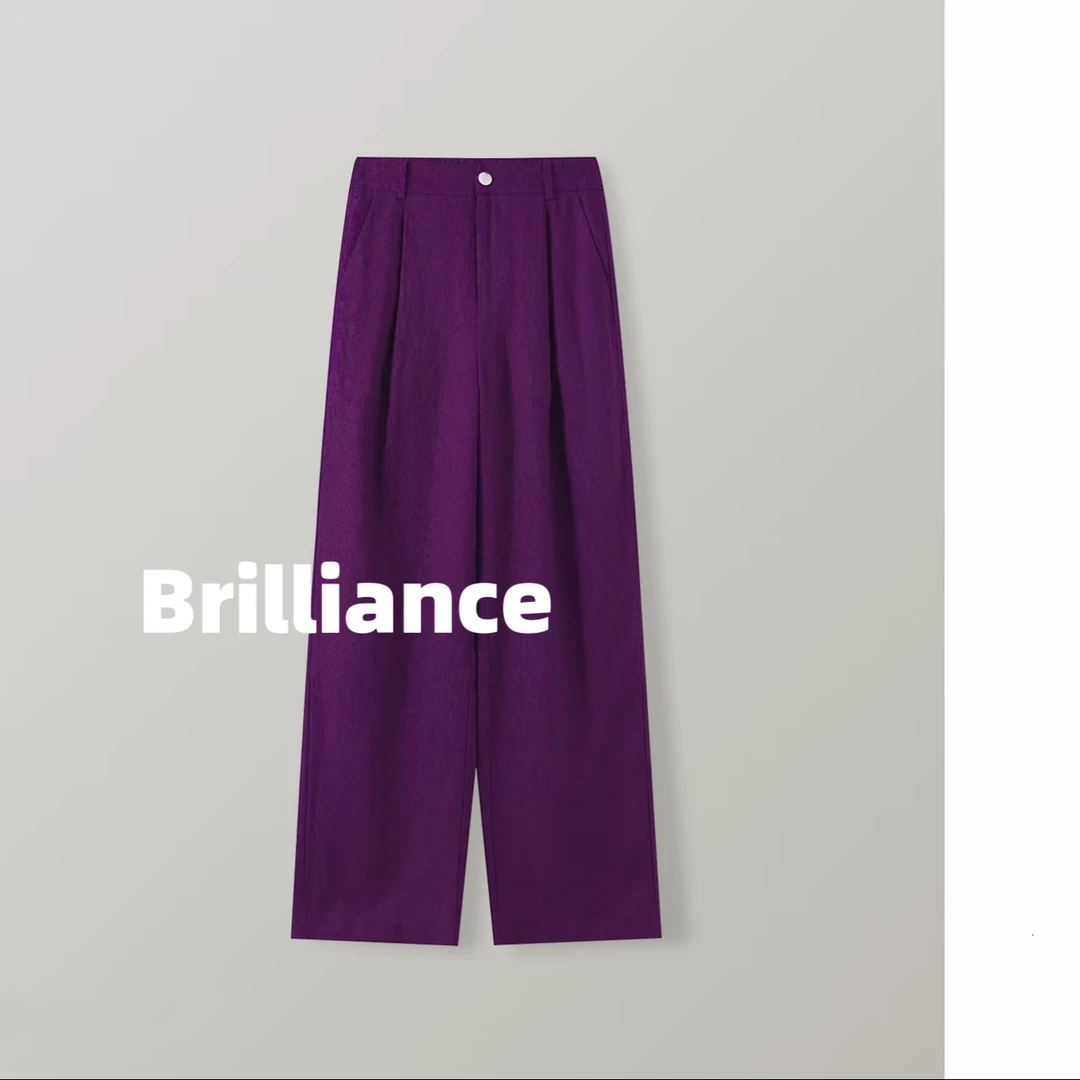 【100亚麻裤】夏季透气老钱风时尚通勤阔腿直筒裤