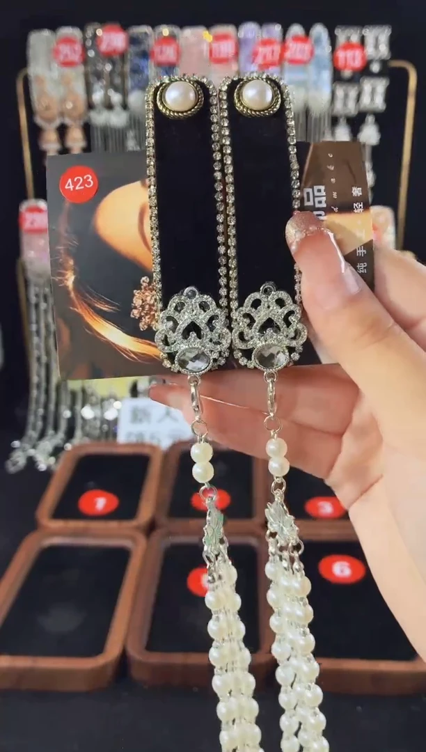 仿水晶铁合金423原创发夹一对