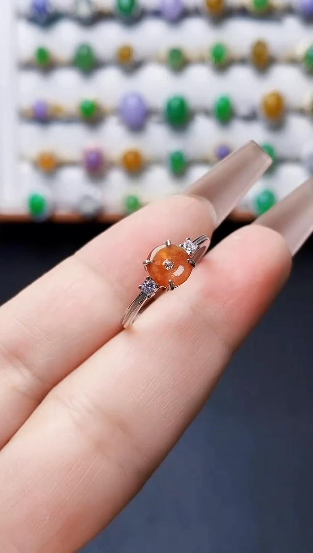 银S925镶嵌戒指翡翠0009