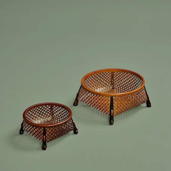 竹编茶杯收纳篓收纳篮功夫茶具茶桌摆件