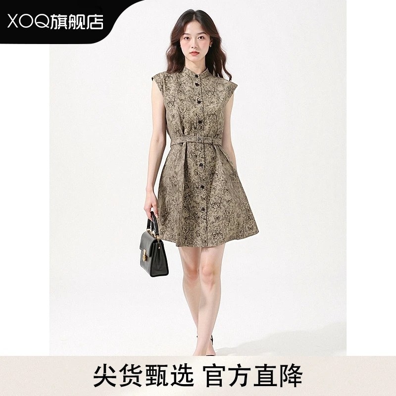 XOQ官方今年流行爆款蝴蝶连衣裙女夏季2025新款漂亮独特显瘦裙子