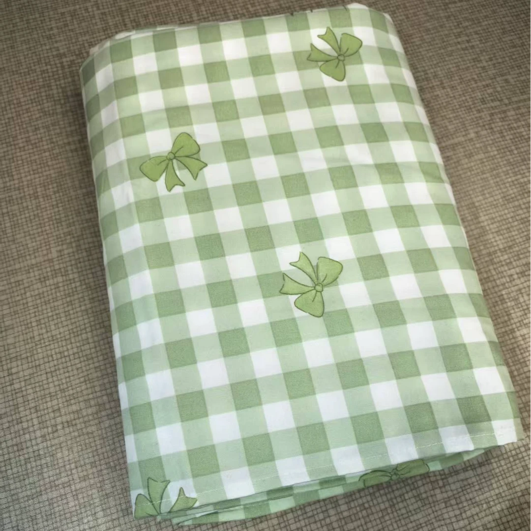 A类水洗棉混搭蝴蝶结床单混搭蝴蝶结-绿绿