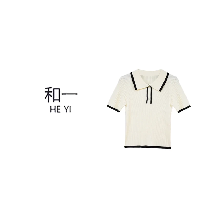 HY polo领气质显瘦百搭减龄短袖针织-00195