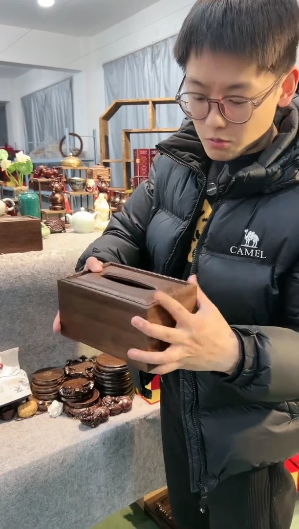 【闪购商品】风车木（黑檀木）短款纸巾盒一个