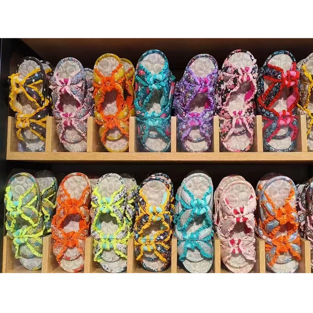 韩版轻奢夏季亚麻福宝防滑室内外外穿拖鞋凉拖鞋