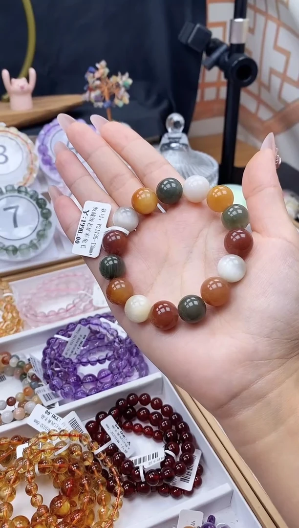 未镶嵌手串水晶13m彩兔毛