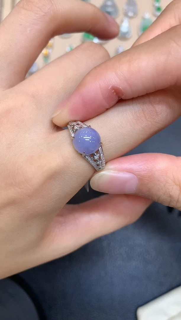 18K金镶嵌戒指翡翠蛋面【无服务费