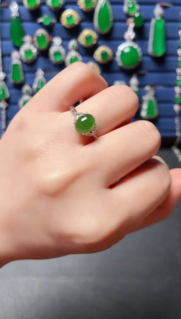 银S925镶嵌和田玉珠宝半成品28