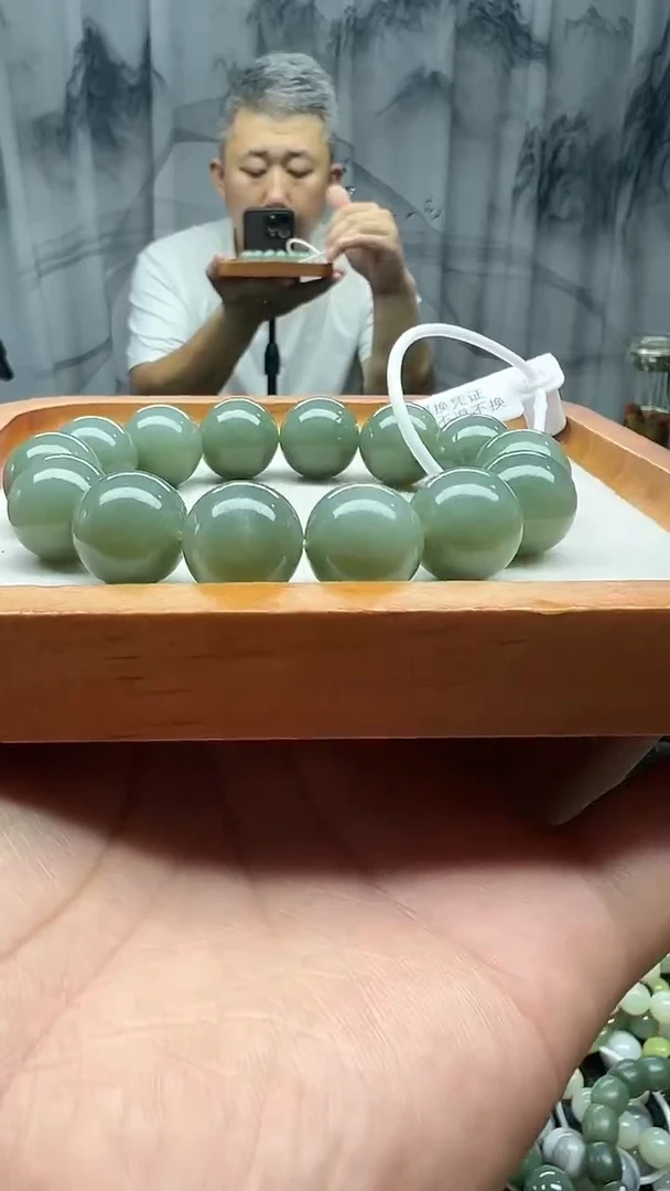 未镶嵌手串和田玉且末天空蓝卡16天然拍一发一