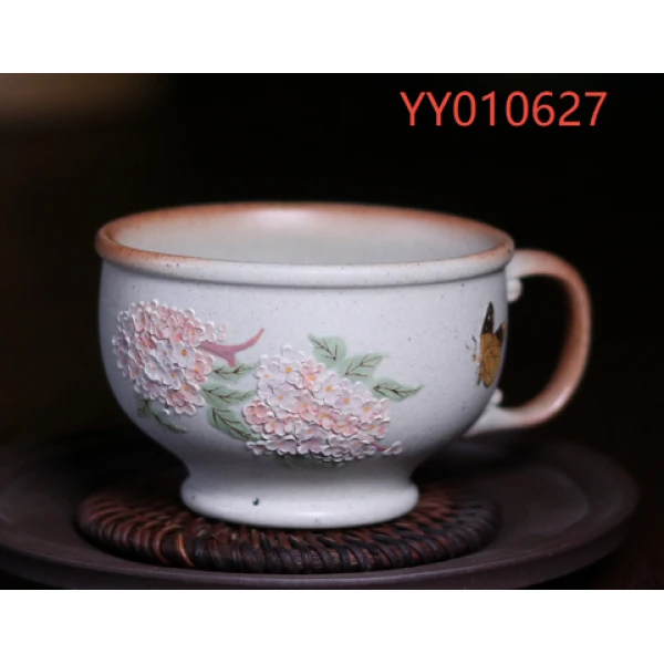 【斋居】白段泥柴烧绣球花逸香杯130cc（YY010627）