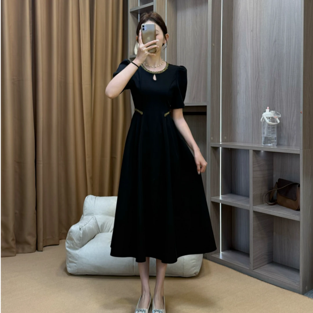 【6-8运补】夏季原创显瘦收腰气质赫本风小黑裙RS2371-1