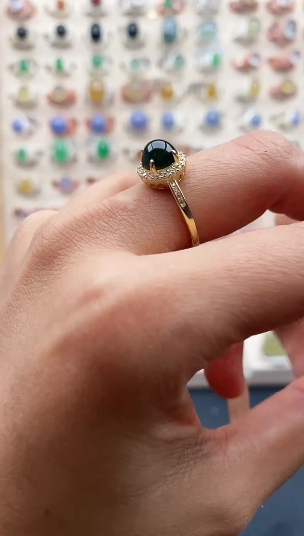 【闪购商品】翡翠戒指银S925镶嵌缅甸天然A货翡翠111  7+10