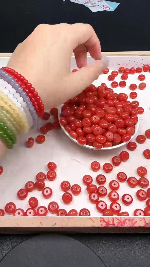 未镶嵌南红玛瑙珠宝半成品满肉柿子红N220卡6*10mm散珠15颗