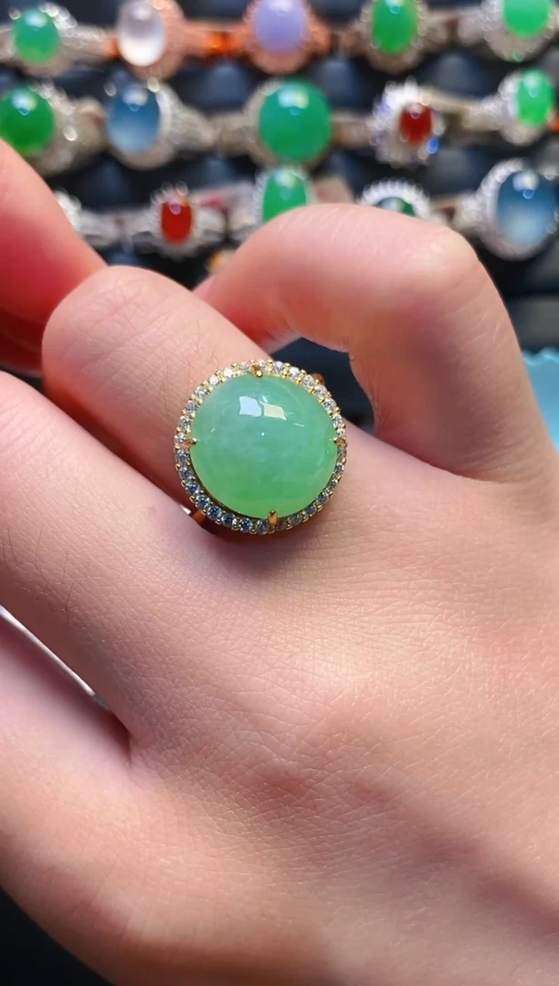 银S925镶嵌戒指翡翠天然