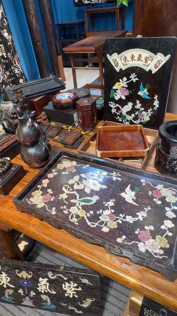 木紫檀螺钿大茶盘邵氏紫檀木艺