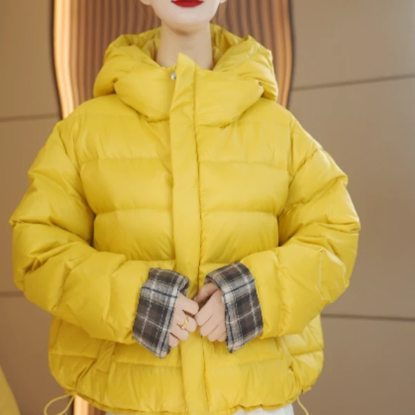 2025冬新款羽绒服女宽松文艺复古白鸭绒外套J101（冰冰）