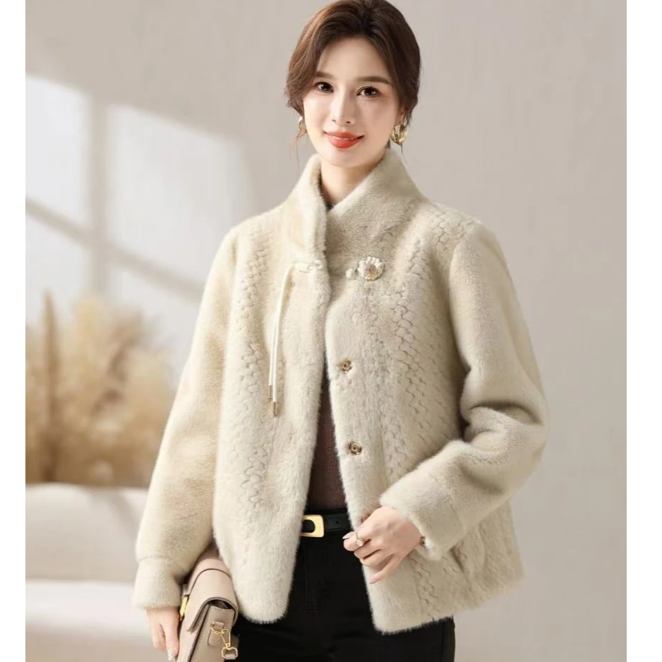 【商场同款】2025年新款北极貂皮毛一体高奢外套气质时尚百搭C2012