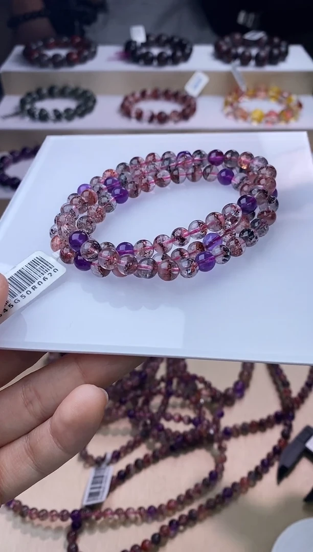 【闪购商品】水晶手链未镶嵌黑加仑超七多圈6m+