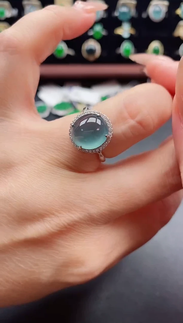 银S925镶嵌戒指翡翠1