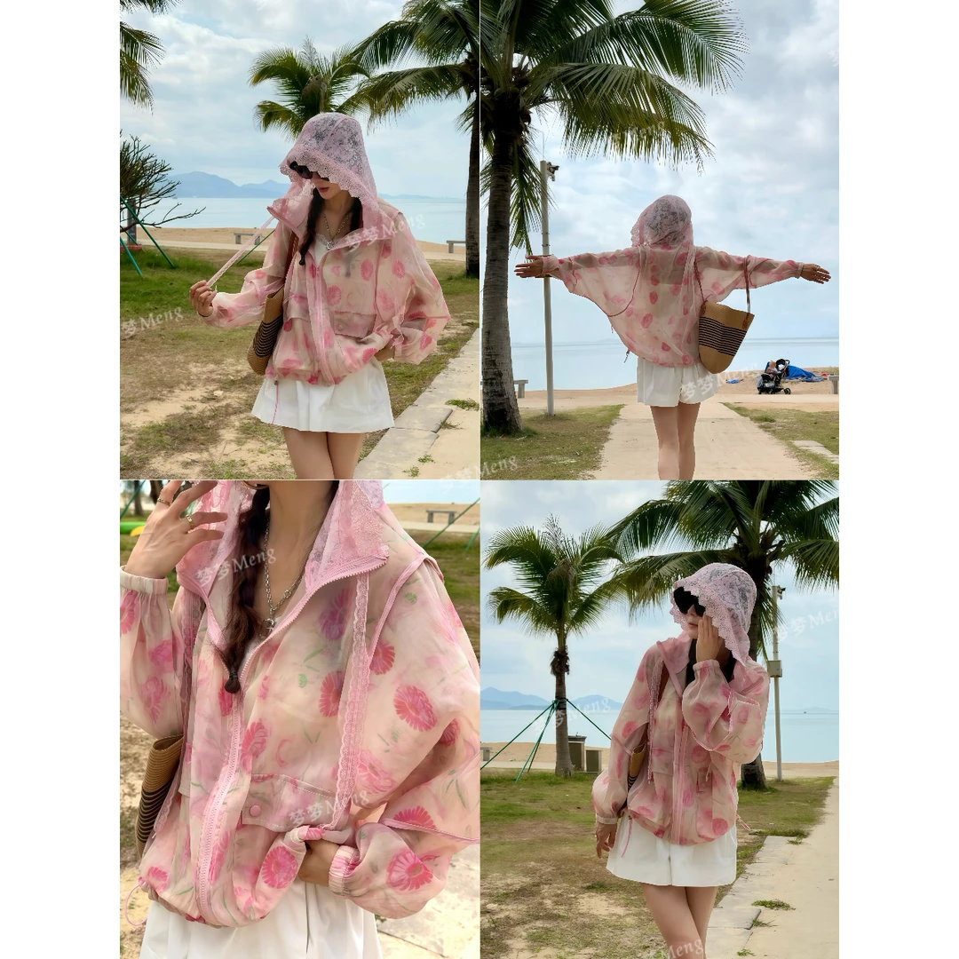 Meng 海岛公主 【现货】原创设计流行蕾丝度假必备透气轻薄外套*352