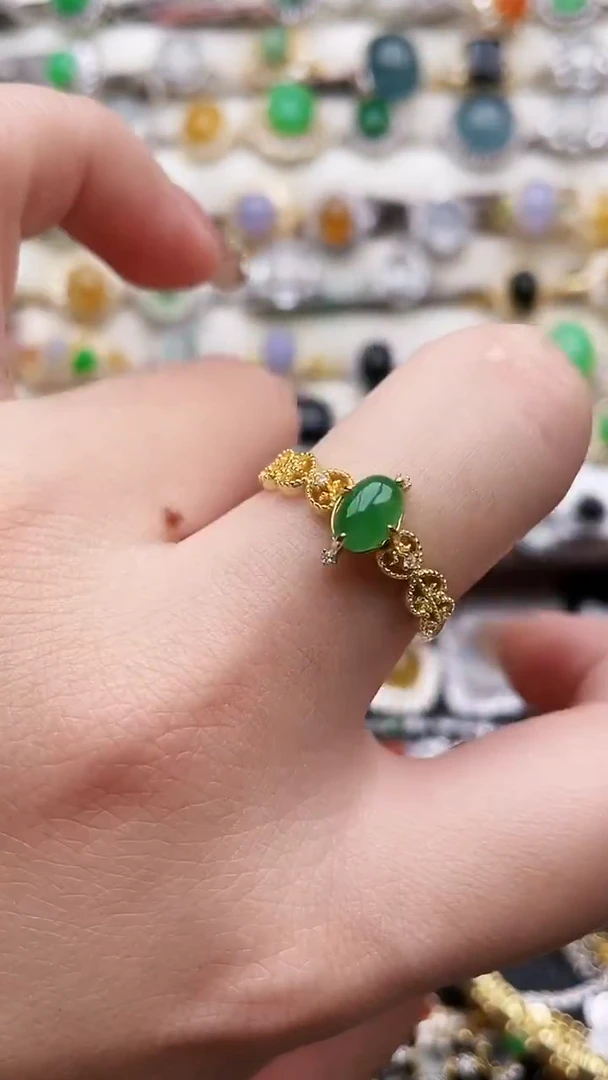 银S925镶嵌戒指翡翠35