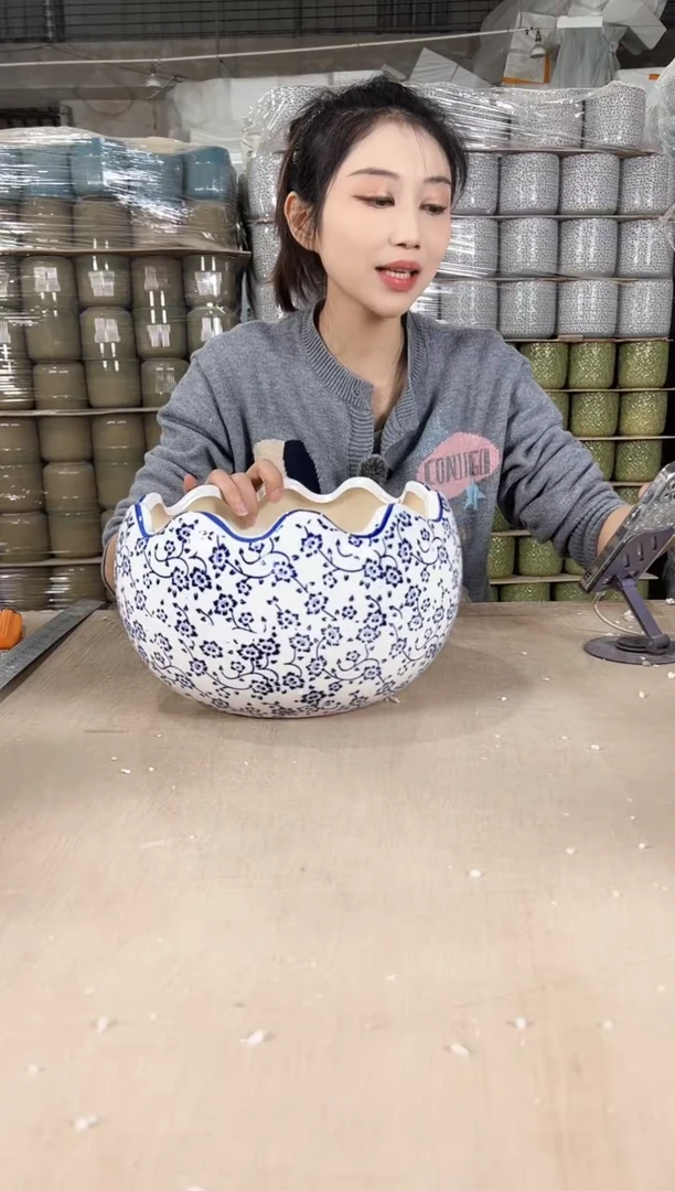 【闪购商品】陶瓷蛋壳白青花瓷大号25x17